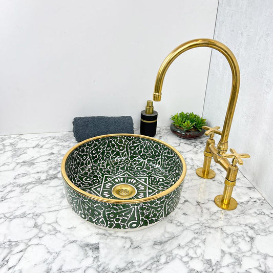Royal Moroccan Sink - 14k golden rim #53P