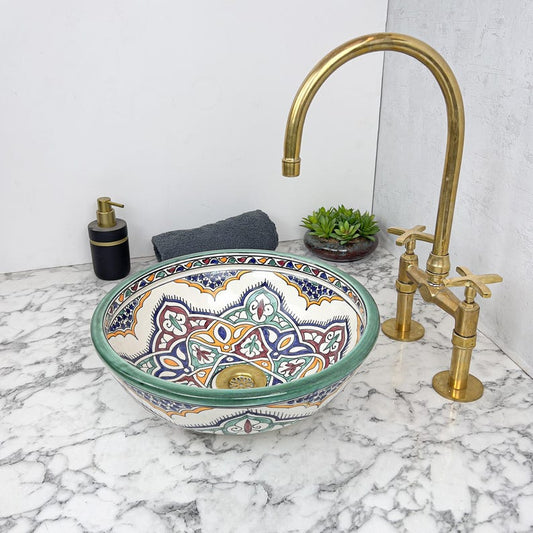 Marokkanisches Keramikwaschbecken im orientalischen Stil #101 