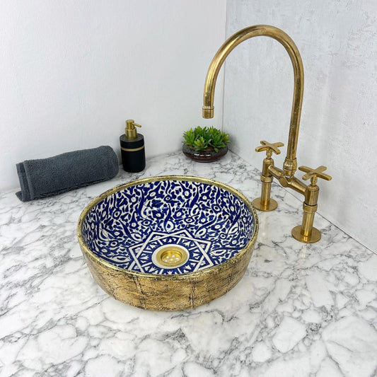 Moroccan Sink with brass rim #152