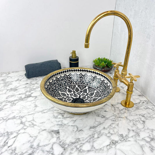 Moroccan Sink with brass rim #153