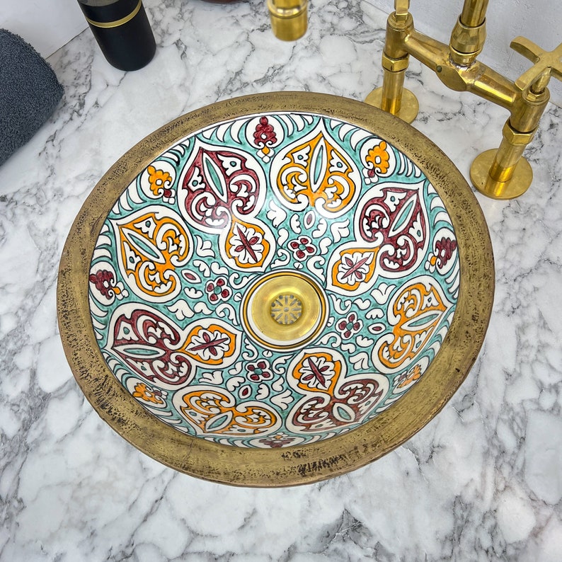 Moroccan Sink with brass rim #154