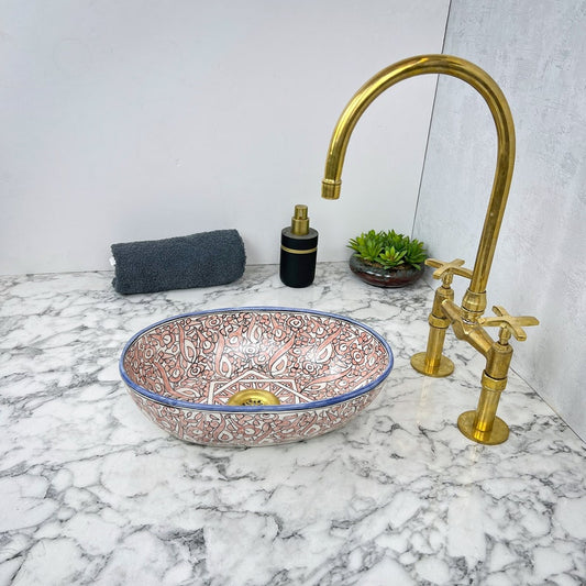 Marokkanisches ovales Keramikwaschbecken im orientalischen Stil #201 