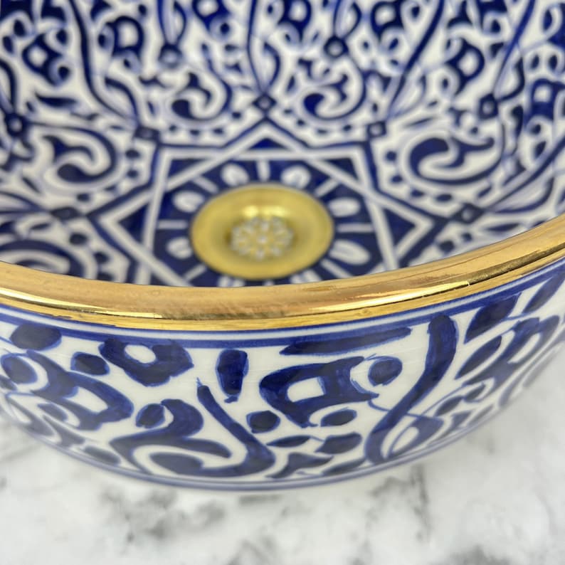 Vasque Marocaine Royale - Rebord doré 14k carats #53