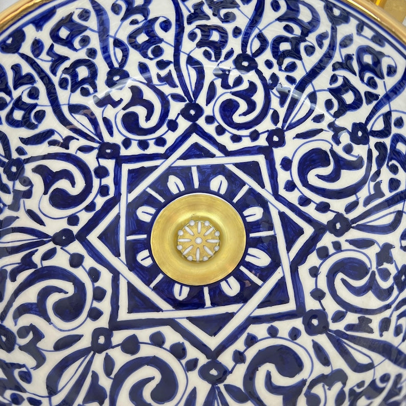 Vasque Marocaine Royale - Rebord doré 14k carats #53