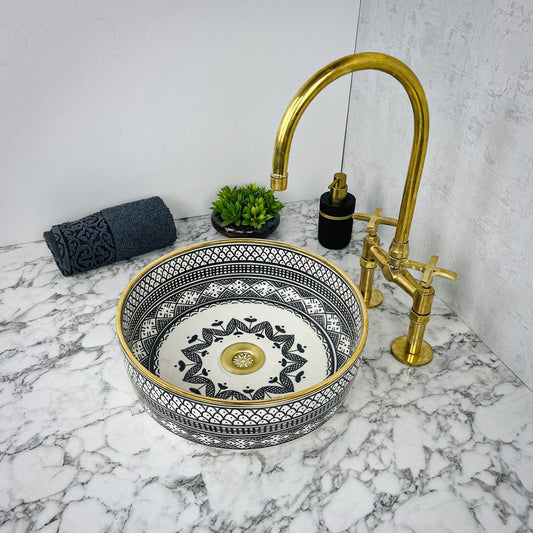 Royal Moroccan Sink - 14k golden rim #53H