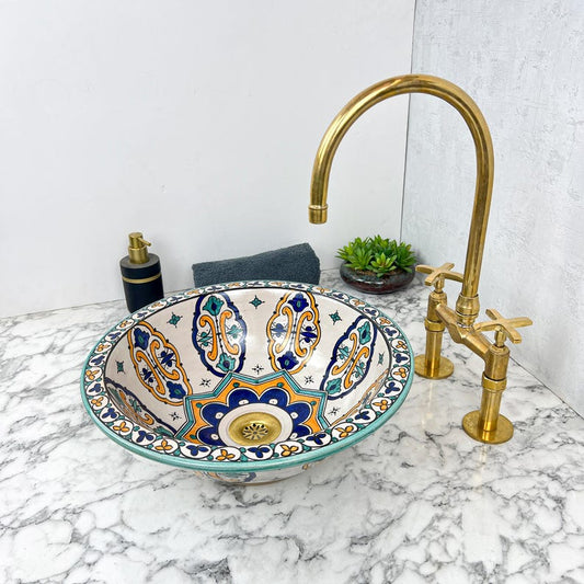 Marokkanisches Keramikwaschbecken im orientalischen Stil #141 