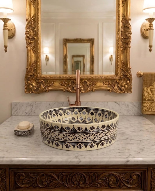 Marokkanisches Keramikwaschbecken im orientalischen Stil #355