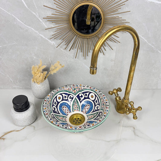 Marokkanisches Keramikwaschbecken im orientalischen Stil #264