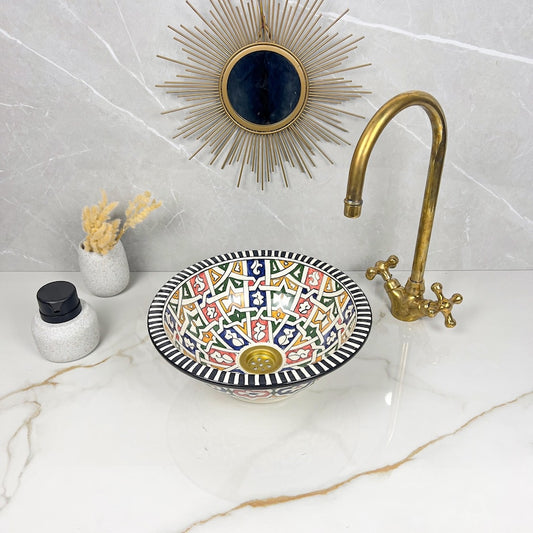 Marokkanisches Keramikwaschbecken im orientalischen Stil #253