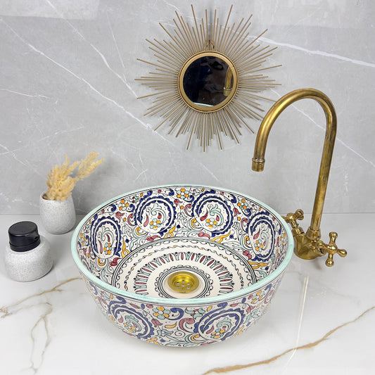 Marokkanisches Keramikwaschbecken im orientalischen Stil #267