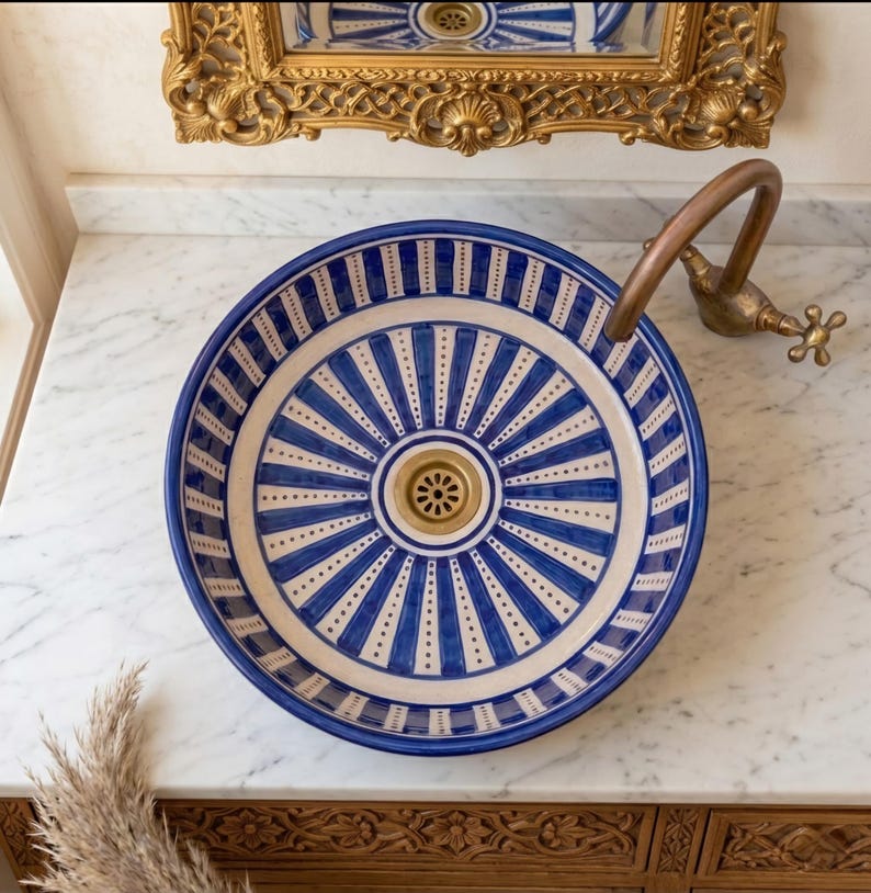 Marokkanisches Keramikwaschbecken im orientalischen Stil #339