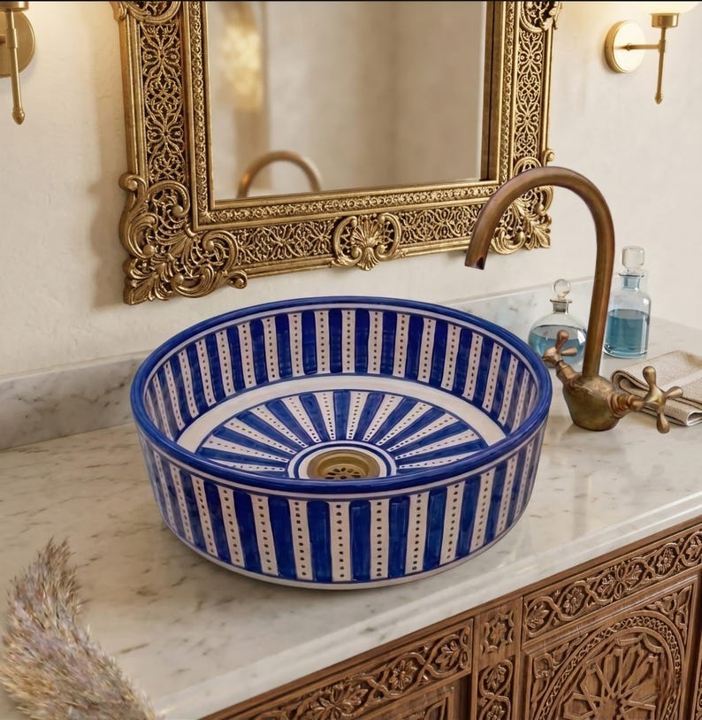 Marokkanisches Keramikwaschbecken im orientalischen Stil #339