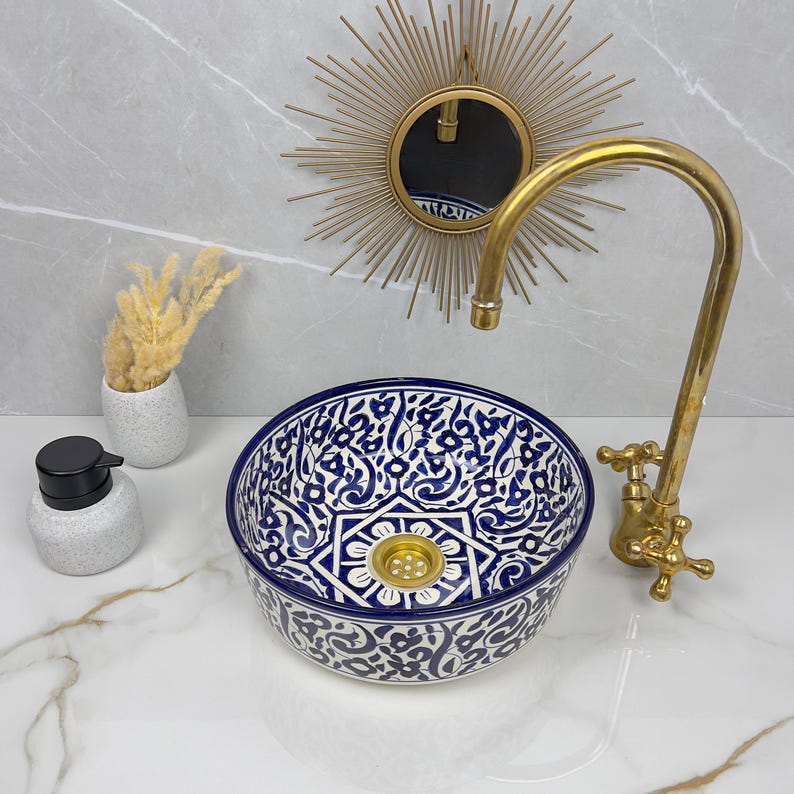 Marokkanisches Keramikwaschbecken im orientalischen Stil #236