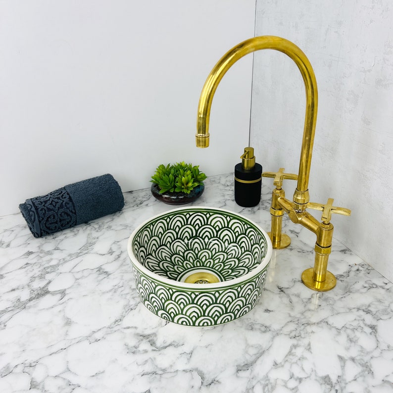Marokkanisches Keramikwaschbecken im orientalischen Stil #145 