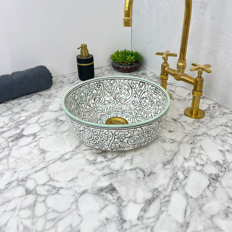 Marokkanisches Keramikwaschbecken im orientalischen Stil #171 