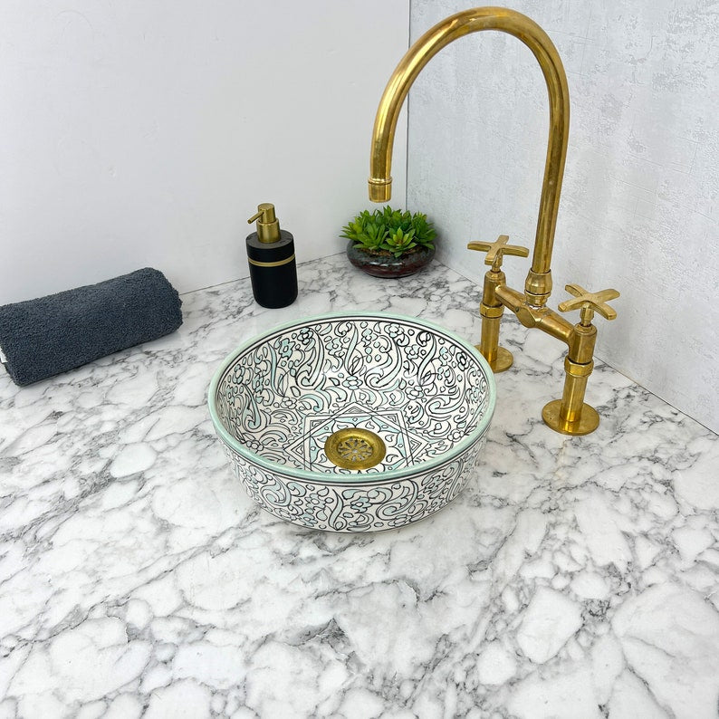 Marokkanisches Keramikwaschbecken im orientalischen Stil #171 