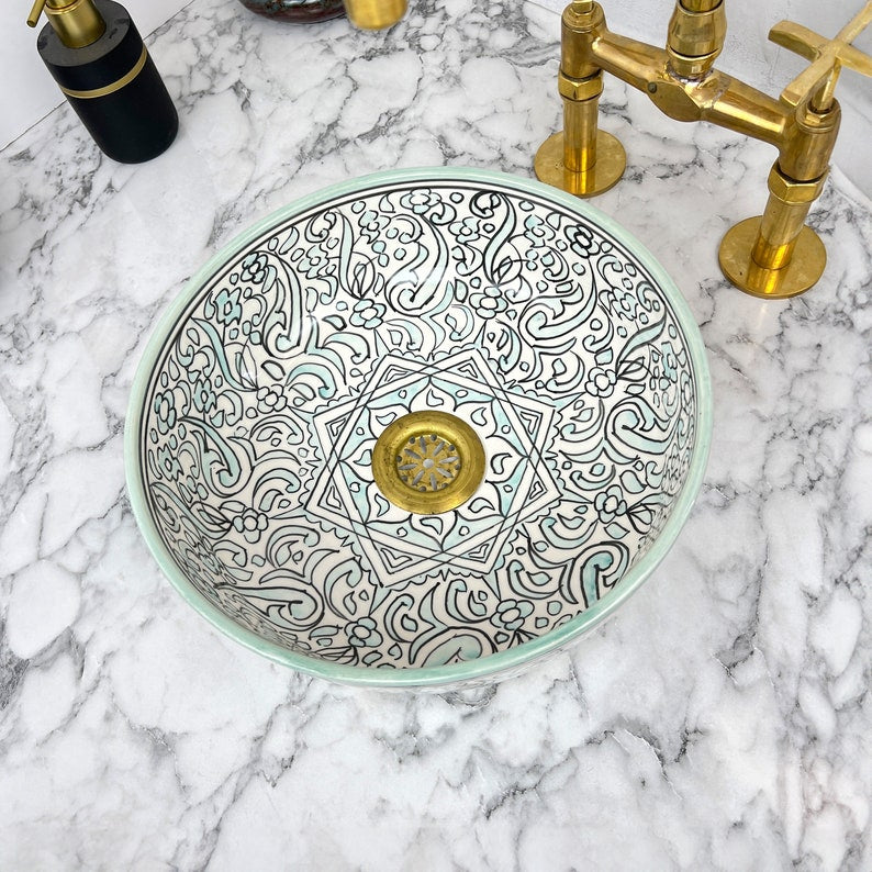 Marokkanisches Keramikwaschbecken im orientalischen Stil #171 