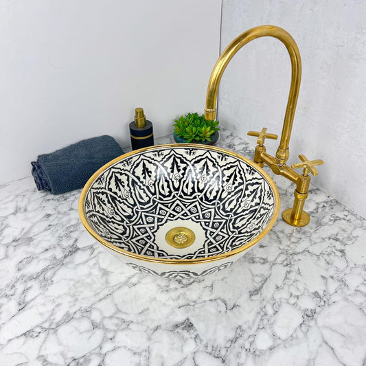 Royal Moroccan Sink - 14k golden rim #53R