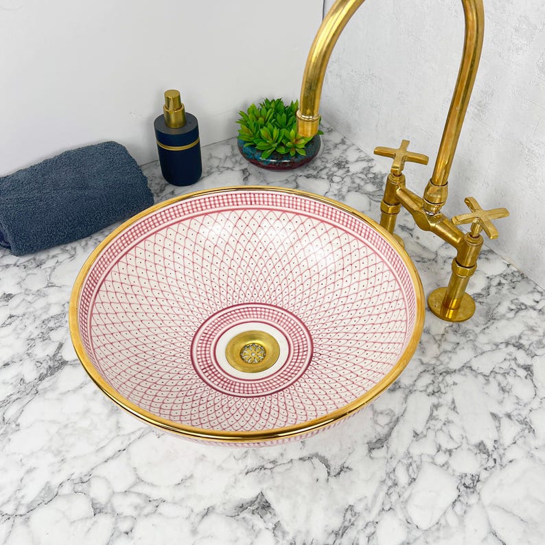 Royal Moroccan Sink - 14k golden rim #53T