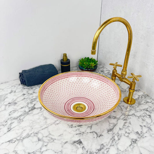 Royal Moroccan Sink - 14k golden rim #53T