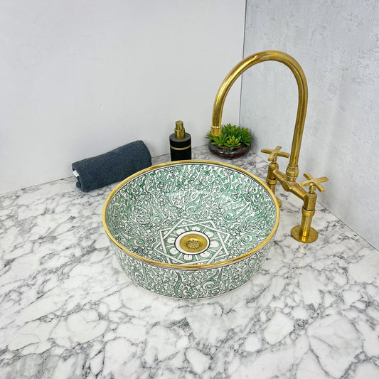 Royal Moroccan Sink - 14k golden rim #53W