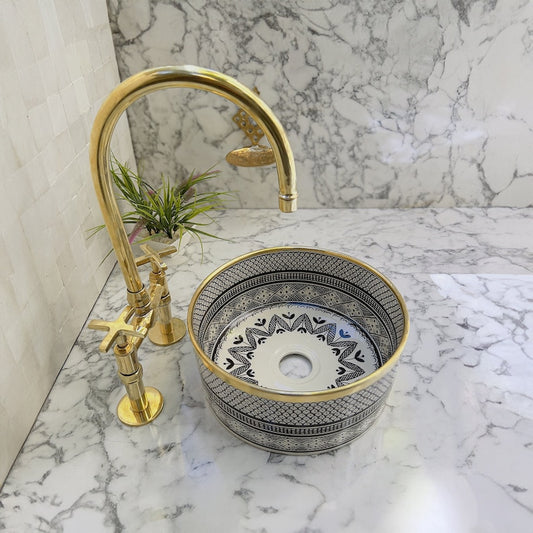 Moroccan Sink with brass rim #54A