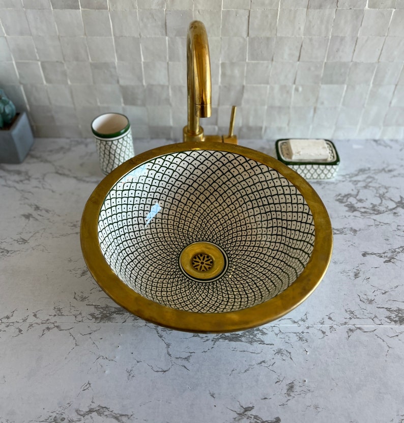 Marokkanisches Waschbecken mit doppeltem Messingrand #25 
