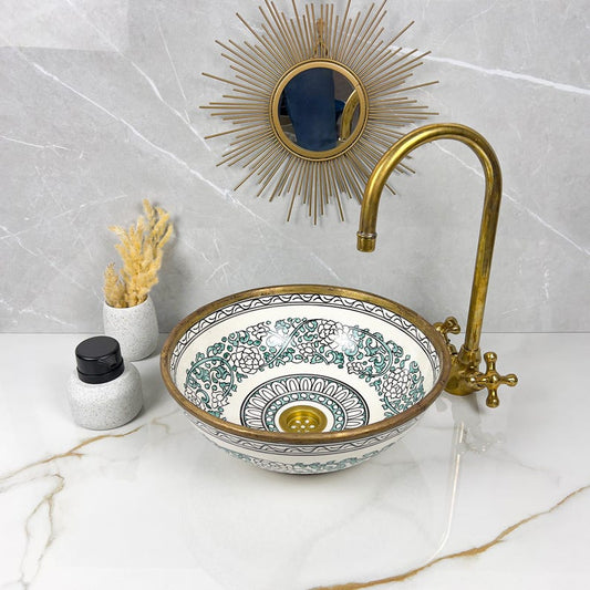 Marokkanisches Waschbecken mit Messingumrandung #231