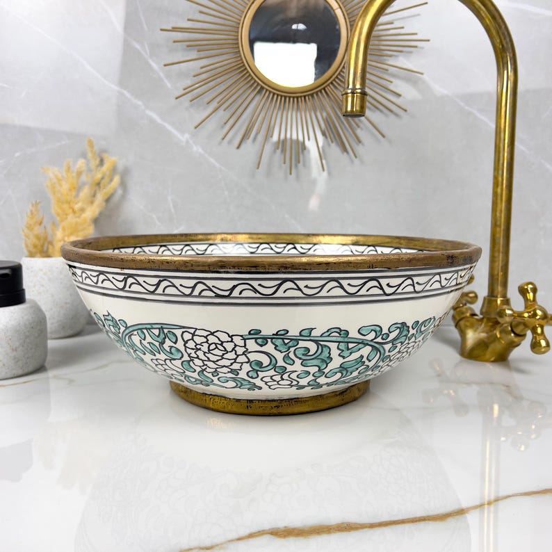 Moroccan Sink with brass rim #231