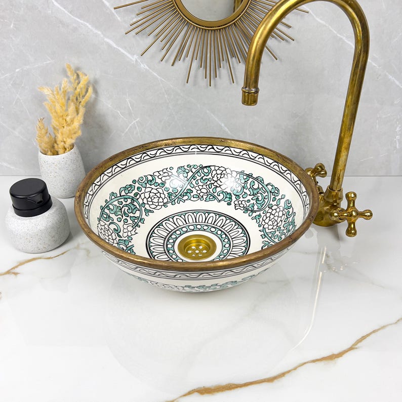Moroccan Sink with brass rim #231