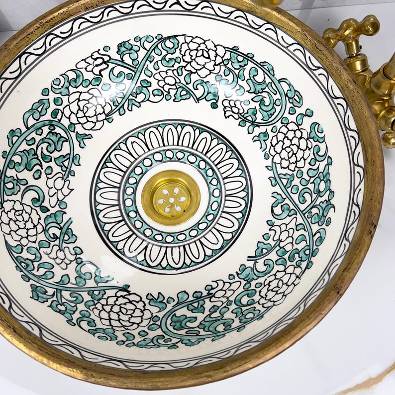 Moroccan Sink with brass rim #231