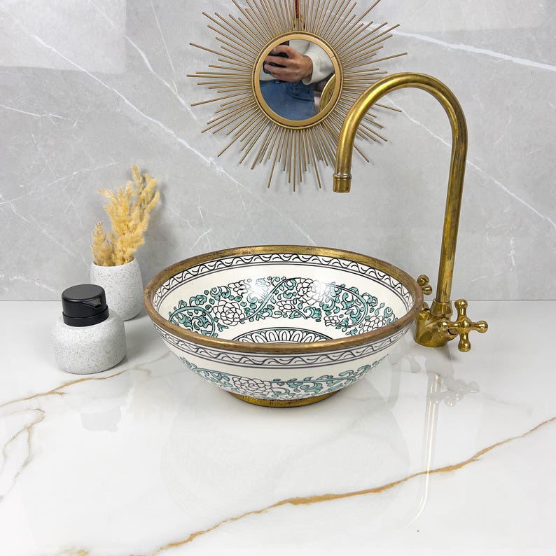 Moroccan Sink with brass rim #231