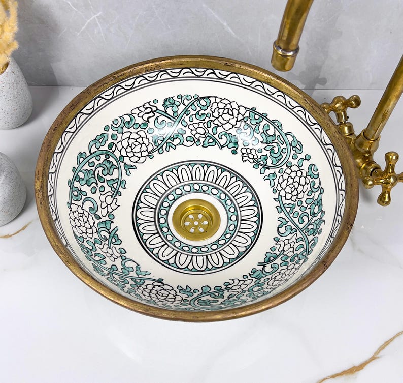 Moroccan Sink with brass rim #231