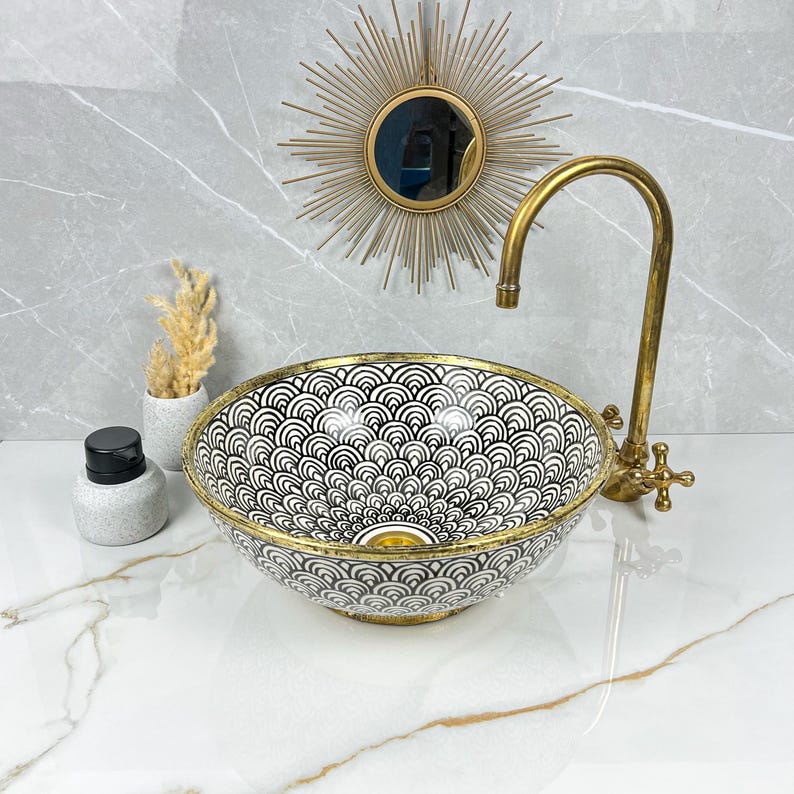 Moroccan Sink with brass rim #229