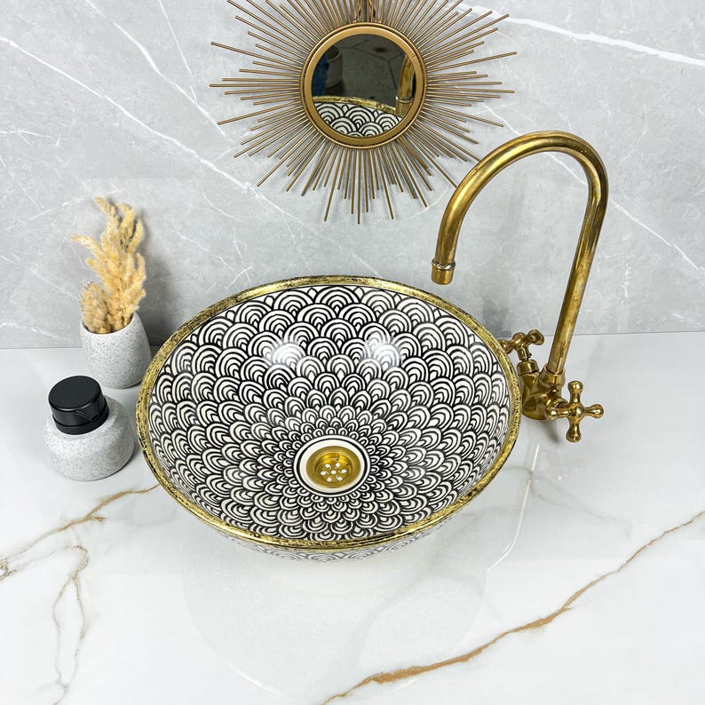 Moroccan Sink with brass rim #229