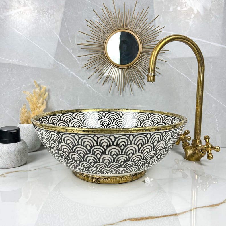 Moroccan Sink with brass rim #229