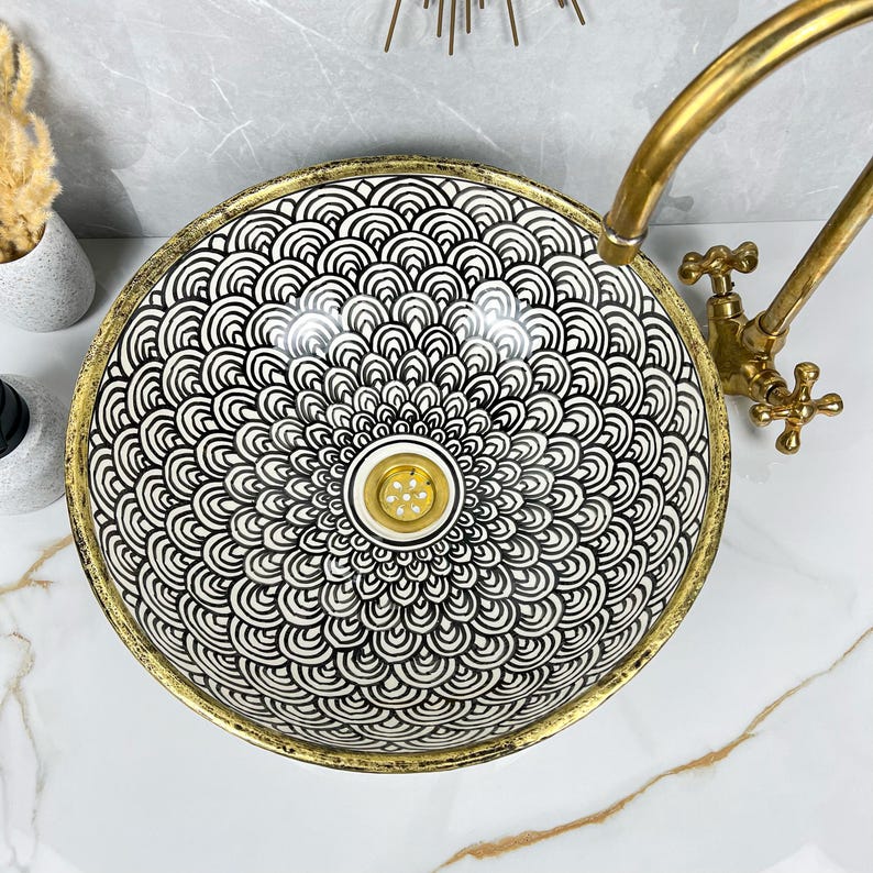 Moroccan Sink with brass rim #229