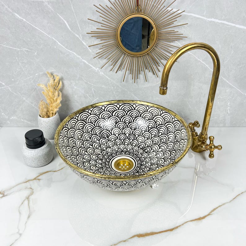 Moroccan Sink with brass rim #229
