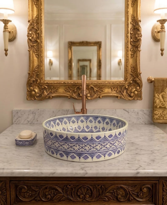 Marokkanisches Keramikwaschbecken im orientalischen Stil #356