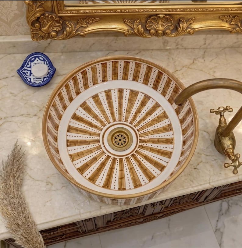 Marokkanisches Keramikwaschbecken im orientalischen Stil #341