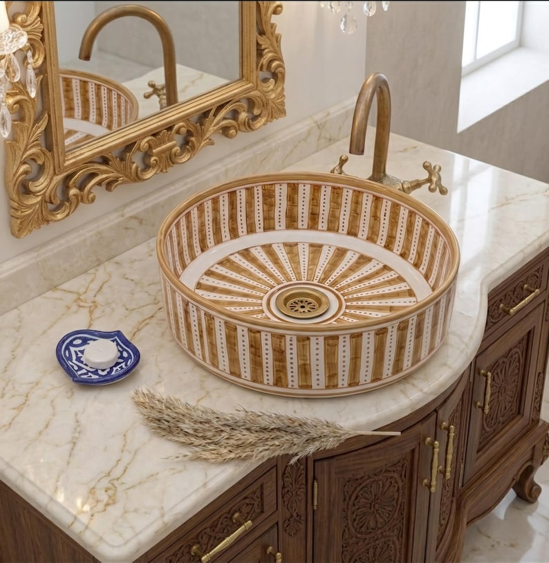 Marokkanisches Keramikwaschbecken im orientalischen Stil #341