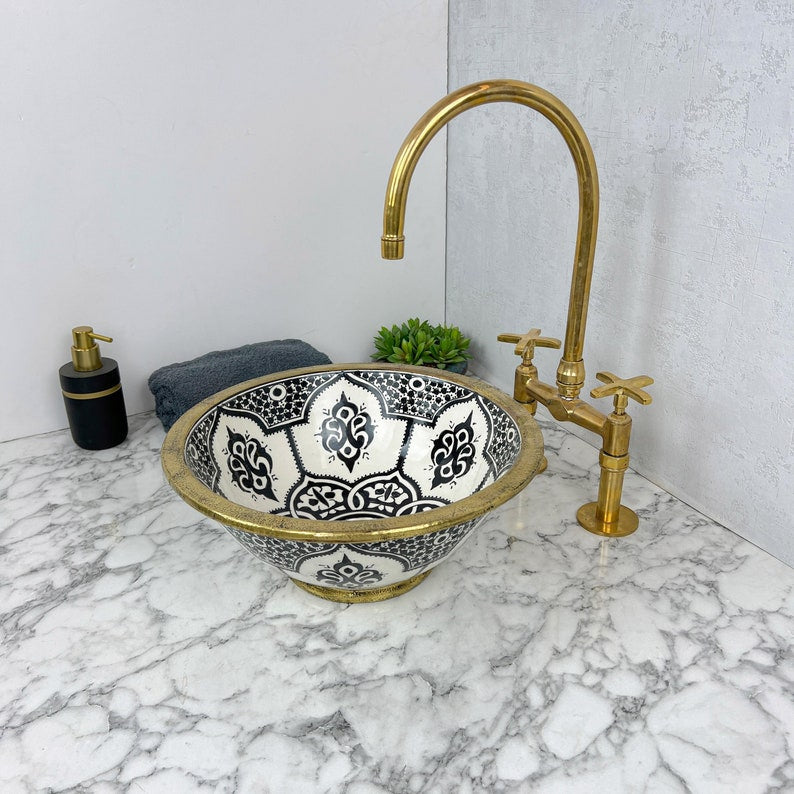 Moroccan Sink with brass rim #55F