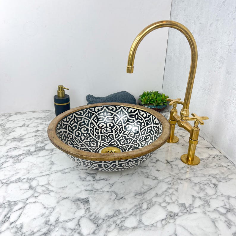 Moroccan Sink with brass rim #55G