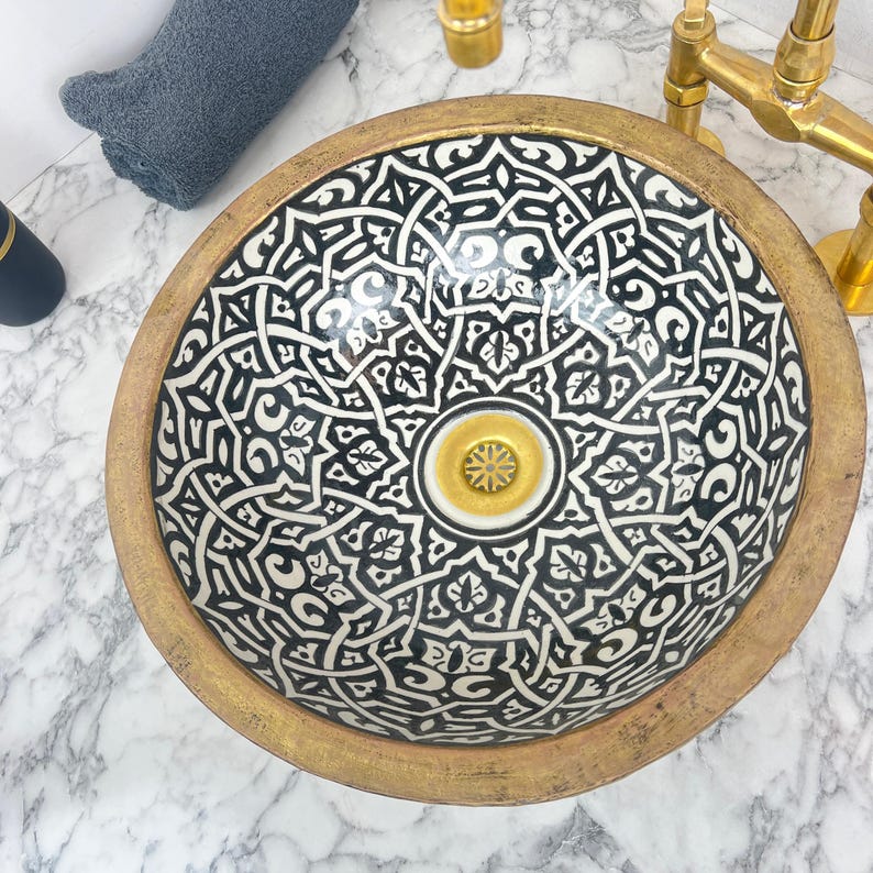 Moroccan Sink with brass rim #55G