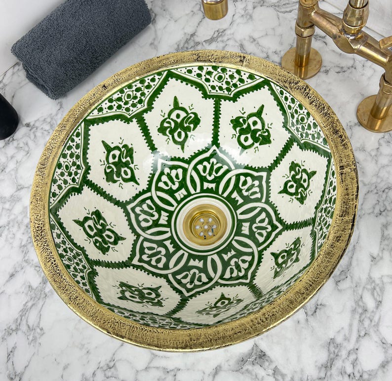 Moroccan Sink with brass rim #55J