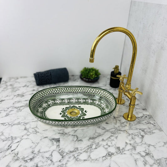 Marokkanisches ovales Keramikwaschbecken im orientalischen Stil #203 