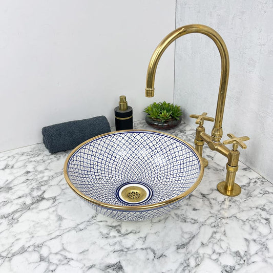 Royal Moroccan Sink - 14k golden rim #53L