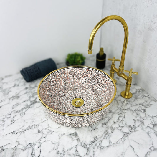 Royal Moroccan Sink - 14k golden rim #53F