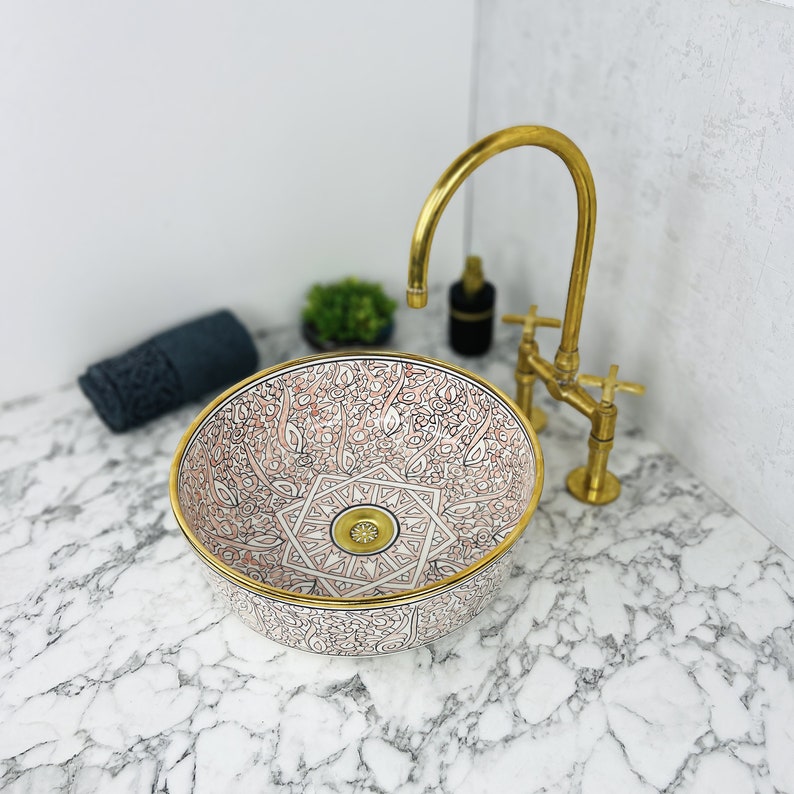 Royal Moroccan Sink - 14k golden rim #53F