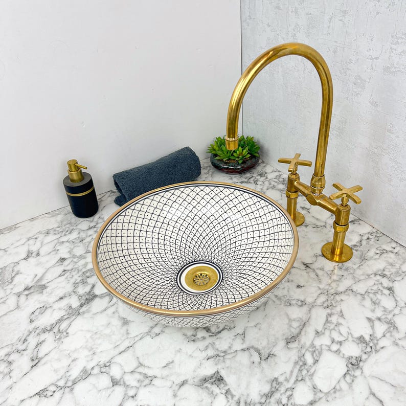 Königliches marokkanisches Becken – 14 Karat Goldrand Nr. 53D 